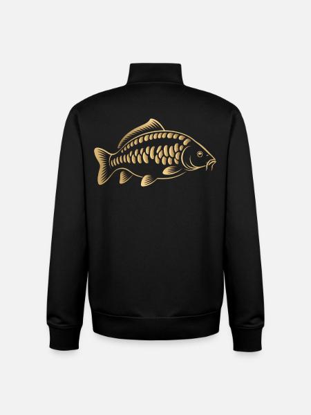 Karpfenfisch minimalistisches Angeldesign - Unisex Organic Zip Sweatshirt von Stanley/Stella - Schwarz