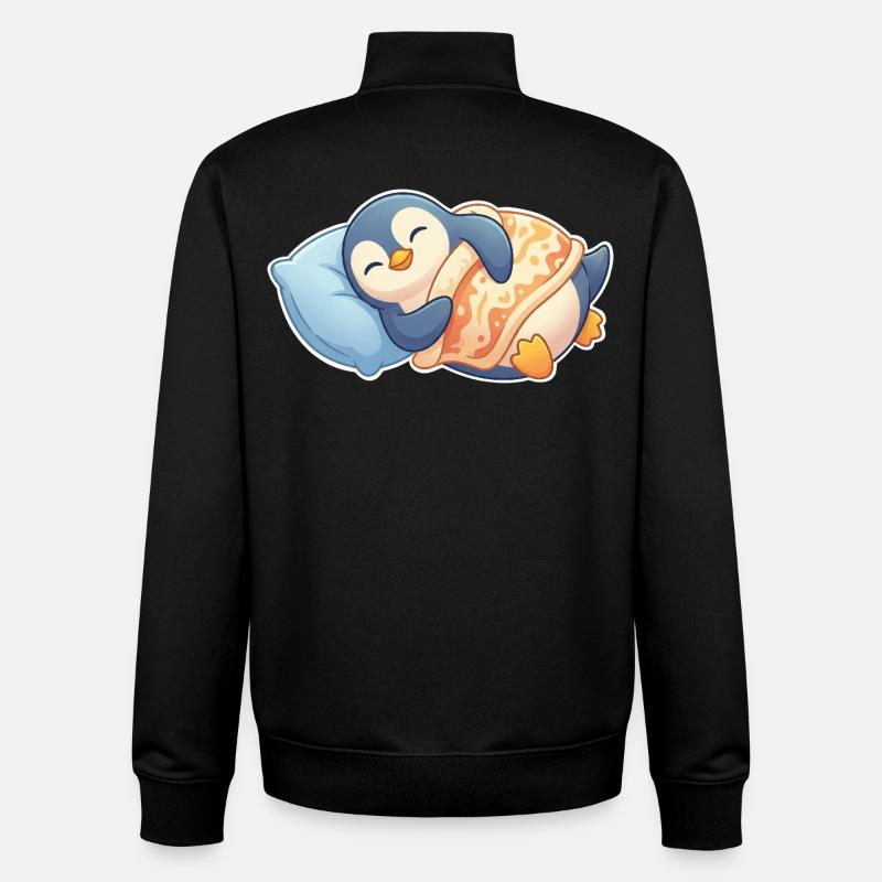 Penguin Sleeping - Unisex Organic Zip Sweatshirt by Stanley/Stella - black