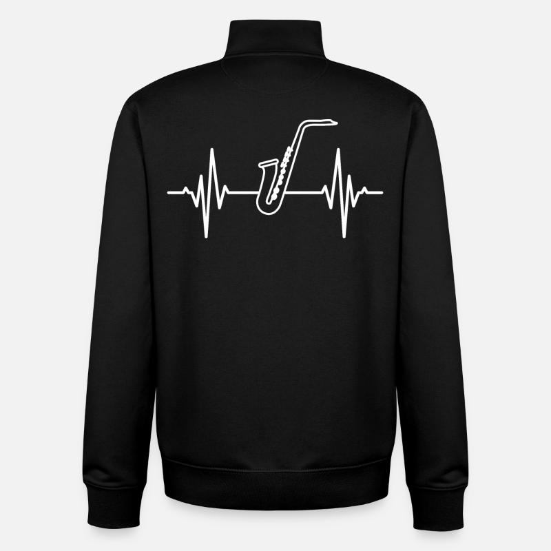 Saxophon Herzschlag - Unisex Organic Zip Sweatshirt von Stanley/Stella - Schwarz