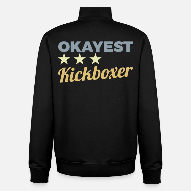 Kickboxer drôle - Sweat zippé unisexe en coton bio Stanley/Stella - noir
