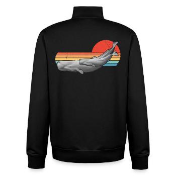 Sperm Whale Retro Sunset - Sweat zippé unisexe en coton bio Stanley/Stella - noir - Dos - AI Model Male 185 light (185cm)