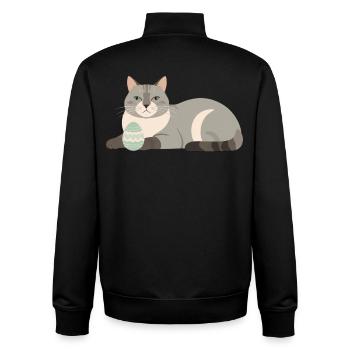 Chat de Pâques en gris pastel - Sweat zippé unisexe en coton bio Stanley/Stella - noir - Dos - AI Model Male 185 light (185cm)