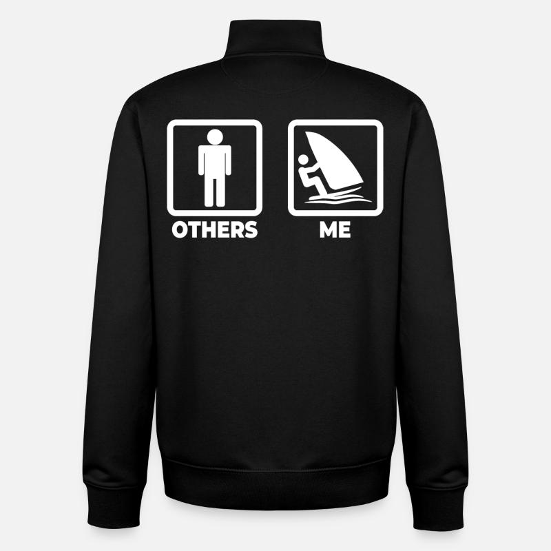 Funny windsurfer - Unisex Organic Zip Sweatshirt by Stanley/Stella - black