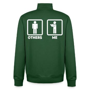 Moi en tant que flûtiste - Sweat zippé unisexe en coton bio Stanley/Stella - vert bouteille - Dos - AI Model Male 185 dark (185cm)