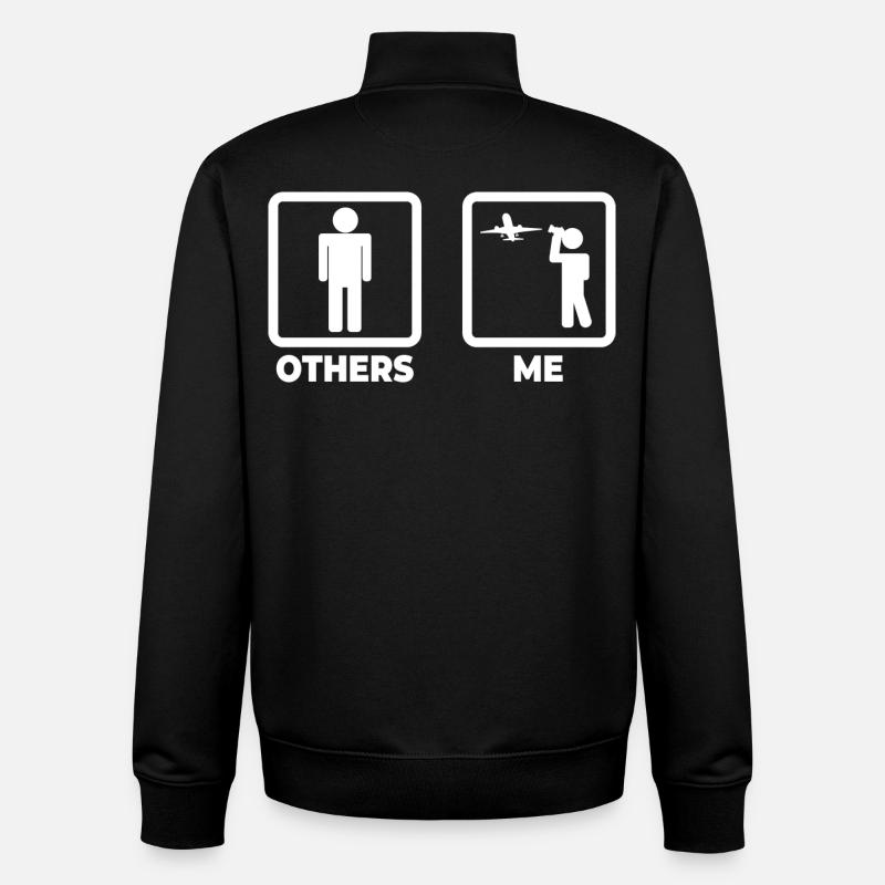 Planespotter Strichmännchen - Unisex Organic Zip Sweatshirt von Stanley/Stella - Schwarz