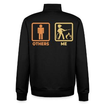 Firefighter Stick Figures - Unisex Organic Zip Sweatshirt by Stanley/Stella - black - Back - AI Model Male 185 light (185cm)