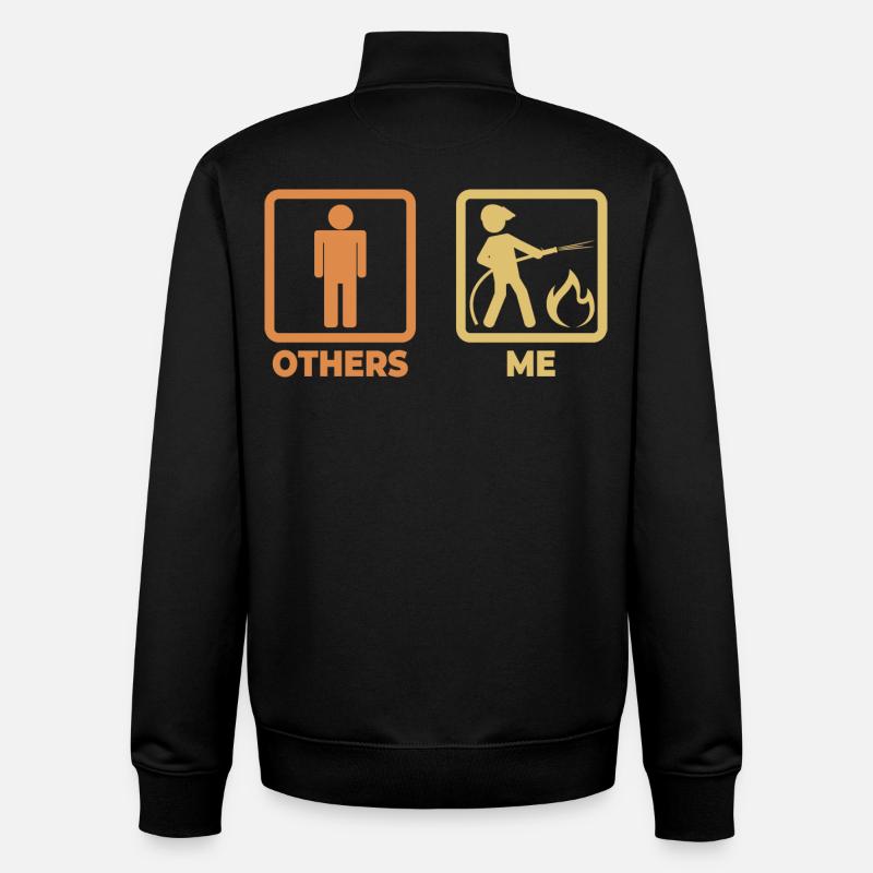 Firefighter Stick Figures - Unisex Organic Zip Sweatshirt by Stanley/Stella - black
