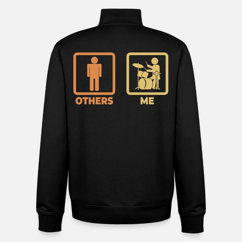 Drummer Stick Figure - Unisex Organic Zip Sweatshirt by Stanley/Stella - black
