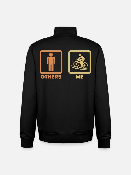 Mountain Biker Stick Figure - Unisex Organic Zip Sweatshirt by Stanley/Stella - black