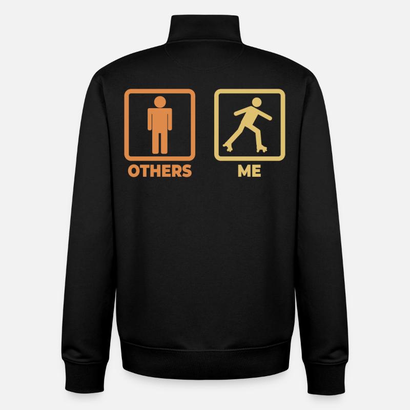 Figurine bâton patineur à roulettes - Sweat zippé unisexe en coton bio Stanley/Stella - noir