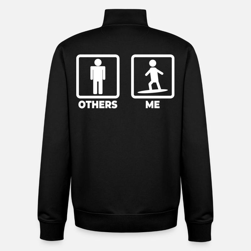 Figurine de surfeur - Sweat zippé unisexe en coton bio Stanley/Stella - noir