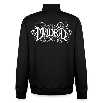 Madrid heavy metal headbanger typography - Unisex Organic Zip Sweatshirt by Stanley/Stella - black - Back - AI Model Male 185 light (185cm)