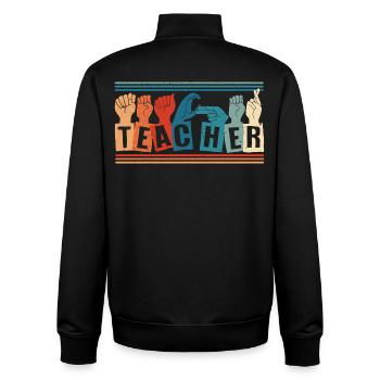 Interprète en langue des signes ASL - Sweat zippé unisexe en coton bio Stanley/Stella - noir - Dos - AI Model Male 185 light (185cm)