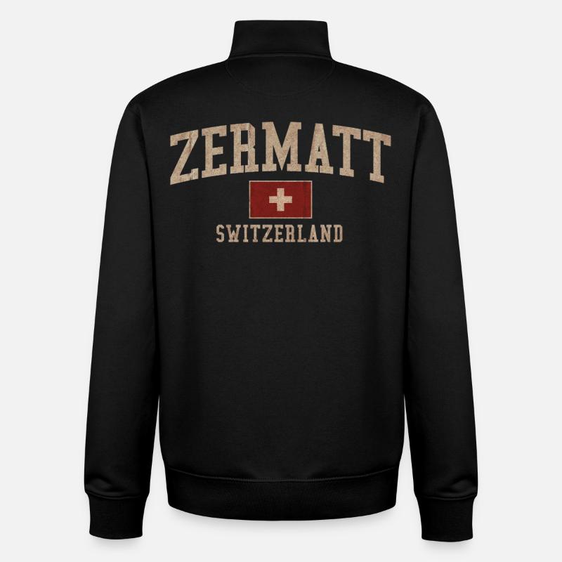 Zermatt Logo texturé suisse - Sweat zippé unisexe en coton bio Stanley/Stella - noir