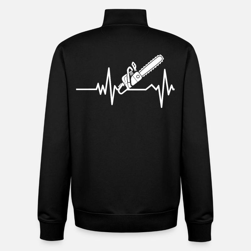 Conception de la tronçonneuse Heartbeat - Sweat zippé unisexe en coton bio Stanley/Stella - noir