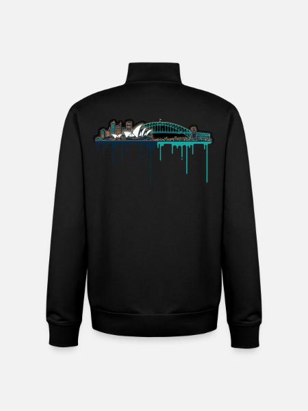 Sydney Skyline Neon Drop Print - Unisex Organic Zip Sweatshirt by Stanley/Stella - black