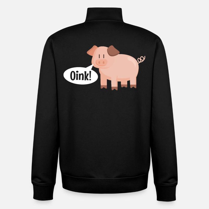 Pig Oink - Sweat zippé unisexe en coton bio Stanley/Stella - noir