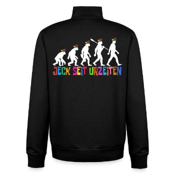 Jeck depuis la nuit des temps | Les fous de l’évolution, Carnaval - Sweat zippé unisexe en coton bio Stanley/Stella - noir - Dos - AI Model Male 185 light (185cm)