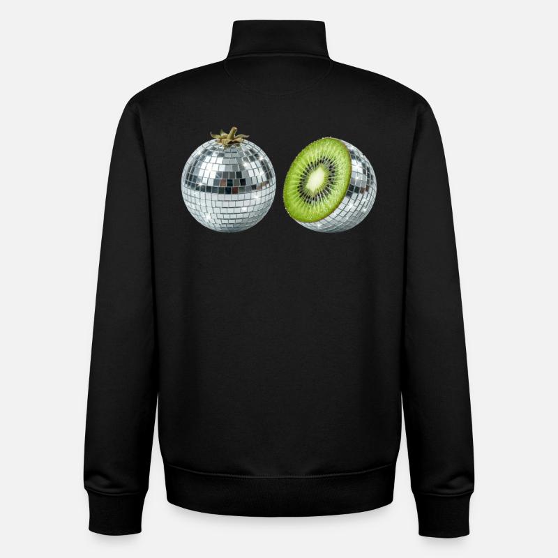 Balle Miroir Disco Kiwi - Sweat zippé unisexe en coton bio Stanley/Stella - noir