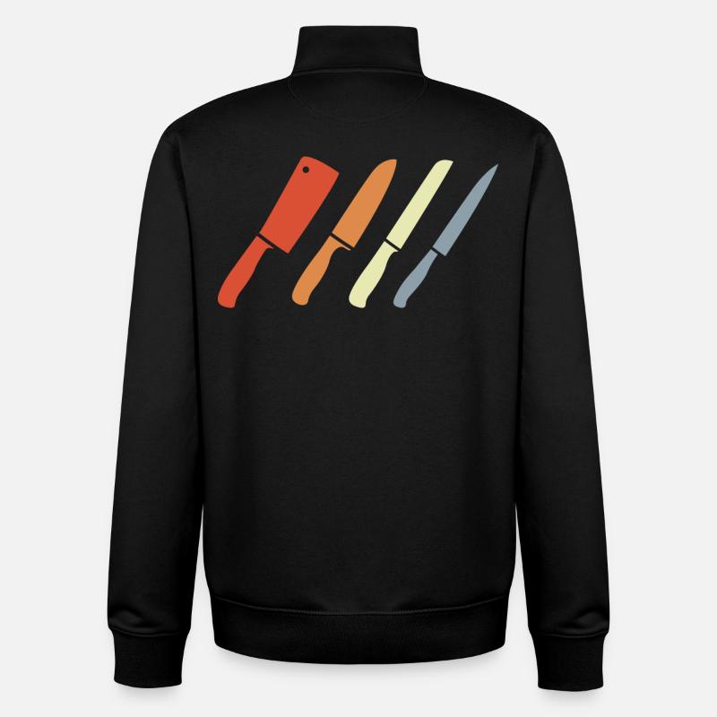 Ensemble de couteaux rétro - Sweat zippé unisexe en coton bio Stanley/Stella - noir