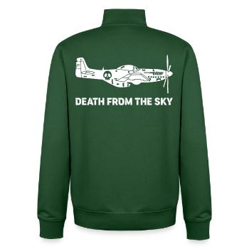 Avion de combat vintage (blanc) - Sweat zippé unisexe en coton bio Stanley/Stella - vert bouteille - Dos - AI Model Male 185 dark (185cm)