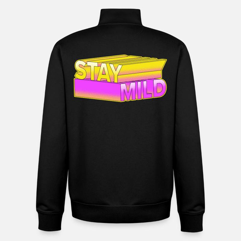 Stay Mild – Neon 3D Retro Look - Unisex Organic Zip Sweatshirt by Stanley/Stella - black