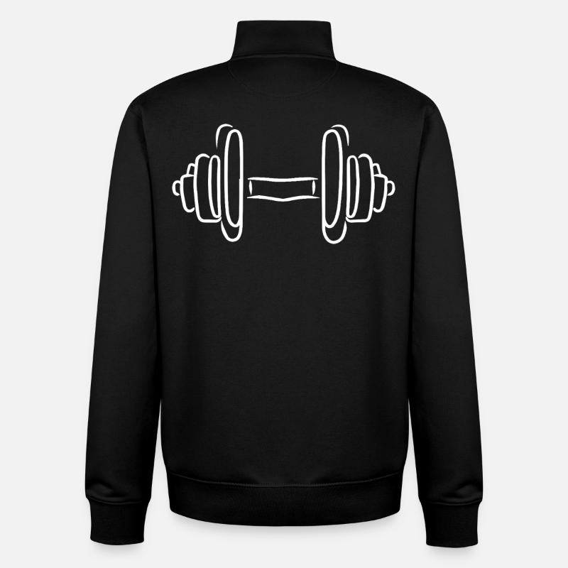 Dessin d’haltères - Sweat zippé unisexe en coton bio Stanley/Stella - noir