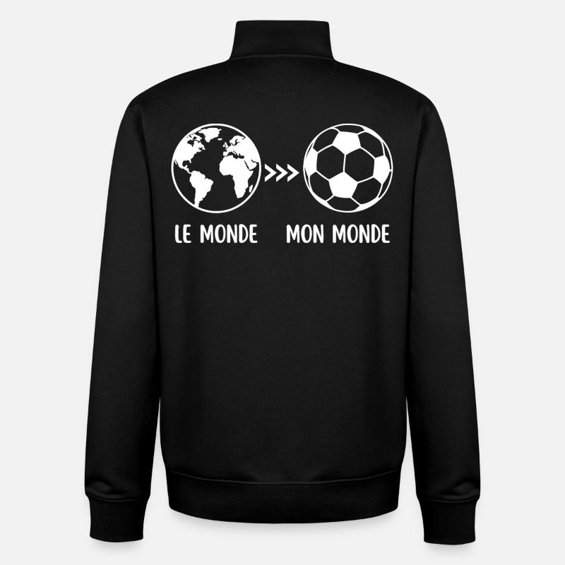 Monde et Ballon en Convergence - Sweat zippé unisexe en coton bio Stanley/Stella - noir