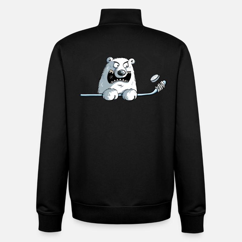 Cooler Eisbär Mit Eishockeyschläger I Eishockey - Unisex Organic Zip Sweatshirt von Stanley/Stella - Schwarz