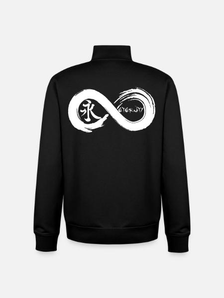Oändlig symbol och evighet på japanska (vit) - Unisex sweatshirt med dragkedja i ekologisk bomull Stanley/Stella - svart