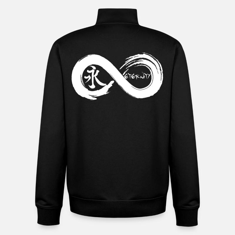 Symbole infini et éternité en japonais (blanc) - Sweat zippé unisexe en coton bio Stanley/Stella - noir
