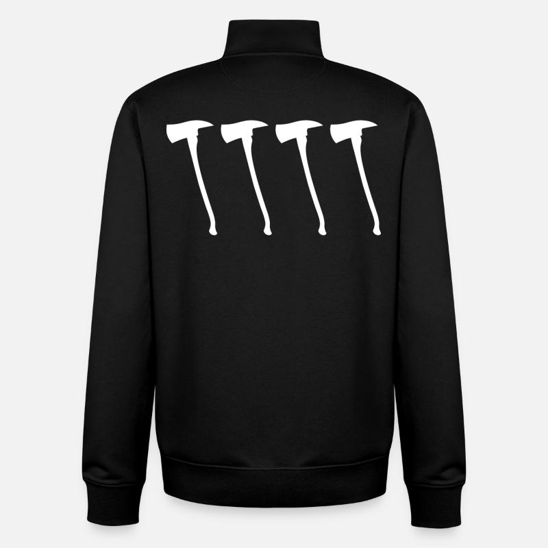 Croquis de hache de pompier - Sweat zippé unisexe en coton bio Stanley/Stella - noir
