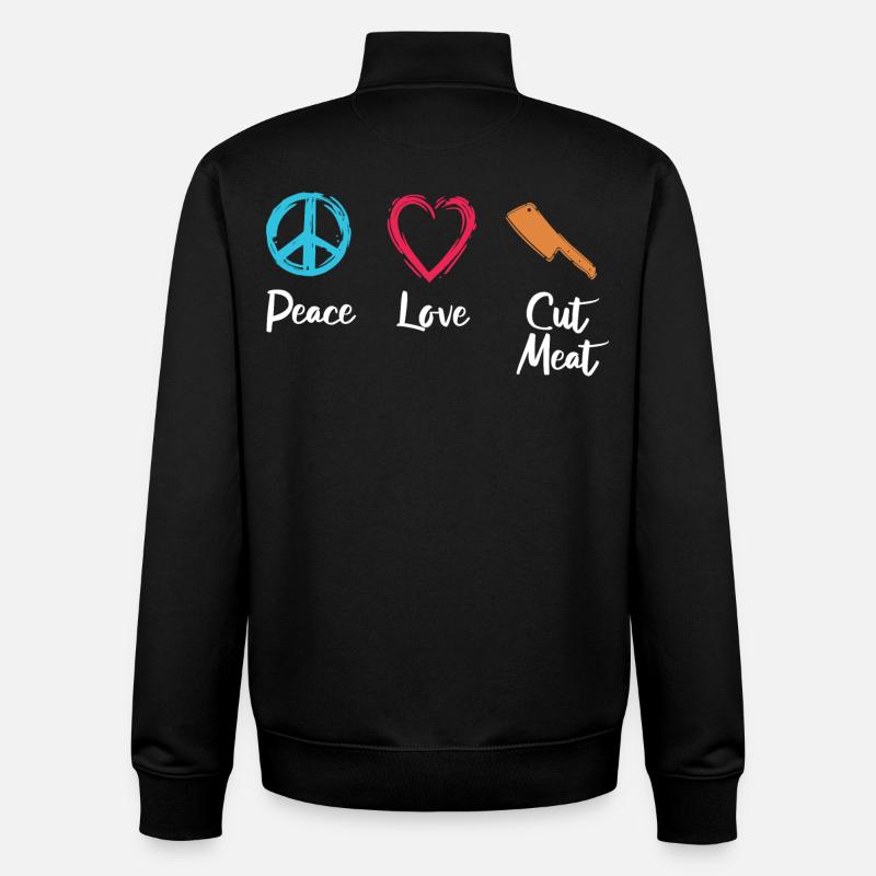 Frieden Liebe Fleisch schneiden - Unisex Organic Zip Sweatshirt von Stanley/Stella - Schwarz