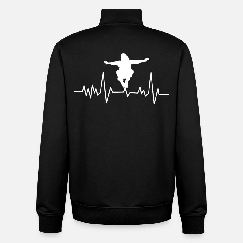Parkour Heartbeat - Design urbain dynamique - Sweat zippé unisexe en coton bio Stanley/Stella - noir
