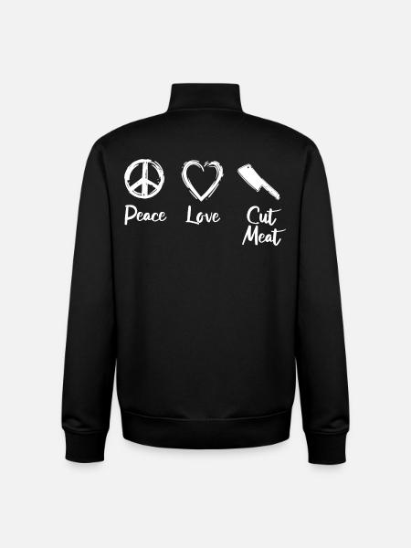 Peace Love Cut Meat - Unisex Organic Zip Sweatshirt by Stanley/Stella - black