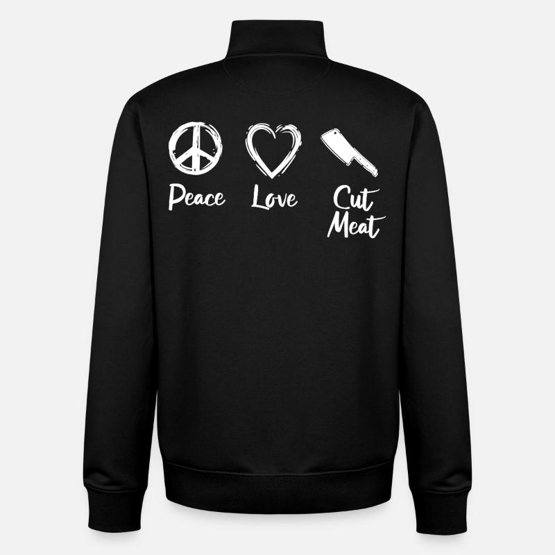 Peace Love Viande coupée - Sweat zippé unisexe en coton bio Stanley/Stella - noir
