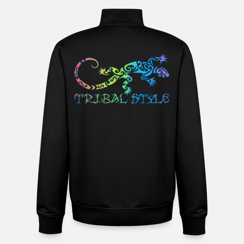 Polynesian rainbow lizard - Unisex Organic Zip Sweatshirt by Stanley/Stella - black