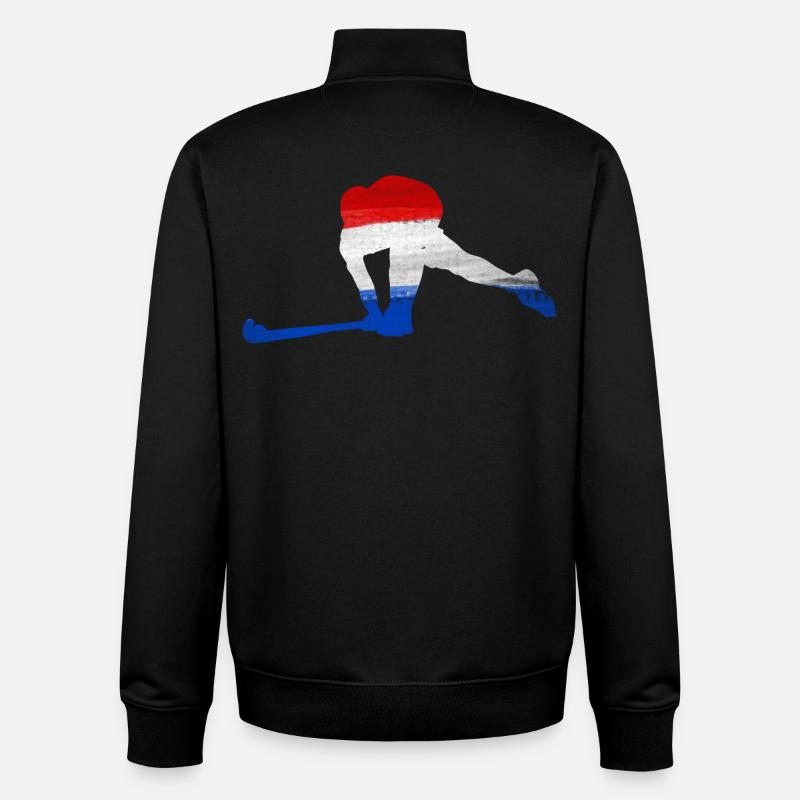 Hockey Pays-Bas - Sweat zippé unisexe en coton bio Stanley/Stella - noir