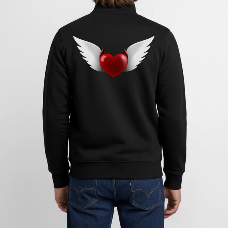 Heart Angel Devil Unisex Organic Zip Sweatshirt by Stanley/Stella
