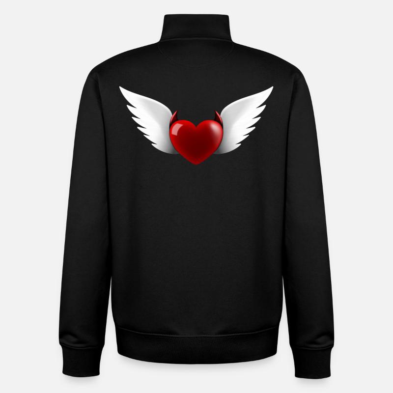 Cœur Ange Diable - Sweat zippé unisexe en coton bio Stanley/Stella - noir