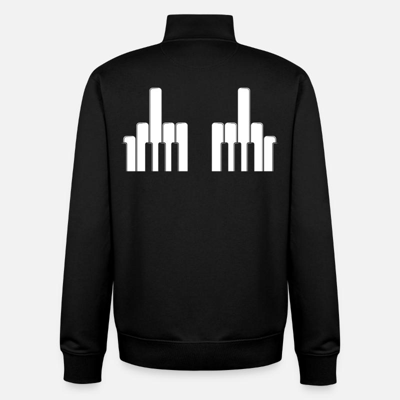 Piano Keys Middle Fingers - Unisex Organic Zip Sweatshirt by Stanley/Stella - black