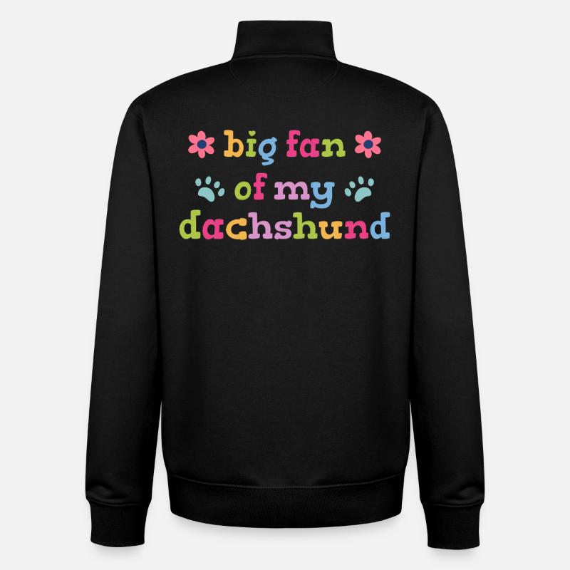 Grand fan de mon teckel - Sweat zippé unisexe en coton bio Stanley/Stella - noir