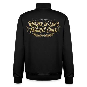 Schwiegermutter Lieblingskind Spruch - Unisex Organic Zip Sweatshirt von Stanley/Stella - Schwarz - Hinten - AI Model Male 185 light (185cm)
