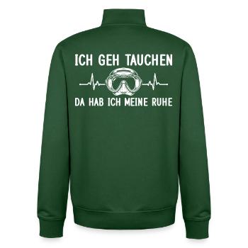 Ich geh Tauchen – Da hab ich meine Ruhe - Unisex Organic Zip Sweatshirt von Stanley/Stella - Flaschengrün - Hinten - AI Model Male 185 dark (185cm)