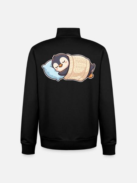 Penguin Sleeping - Unisex Organic Zip Sweatshirt by Stanley/Stella - black