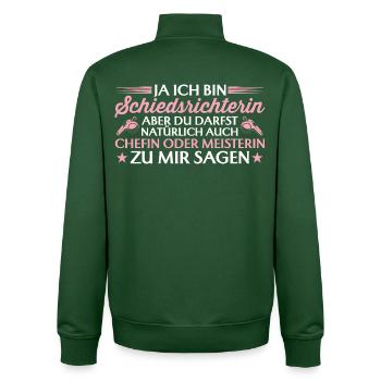 Schiedsrichterin Chefin oder Meisterin - Schiri - Unisex Organic Zip Sweatshirt von Stanley/Stella - Flaschengrün - Hinten - AI Model Male 185 dark (185cm)