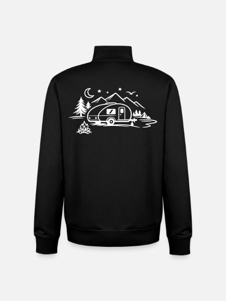 Camping Camper - Unisex Organic Zip Sweatshirt by Stanley/Stella - black
