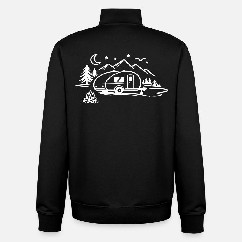 Camping Camper - Unisex Organic Zip Sweatshirt by Stanley/Stella - black