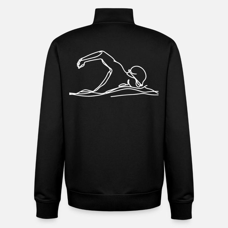 Graphique de nageur de compétition - Sweat zippé unisexe en coton bio Stanley/Stella - noir