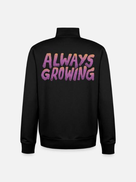 Always Growing – Retro Typography - Unisex Organic Zip Sweatshirt by Stanley/Stella - black